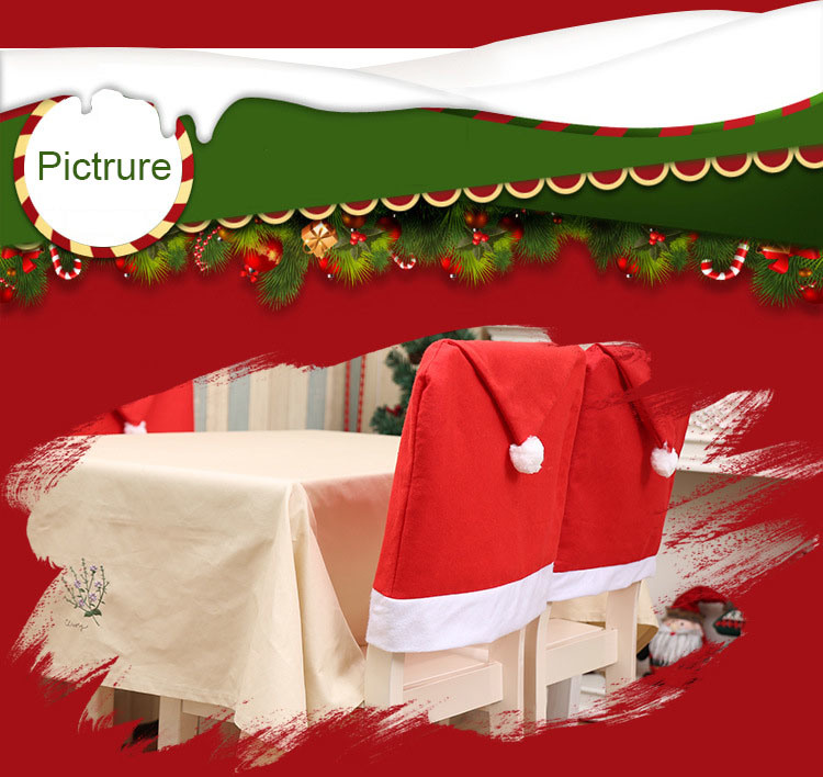 Christmas Hat Shape Chair Cover for Kitchen Decoration