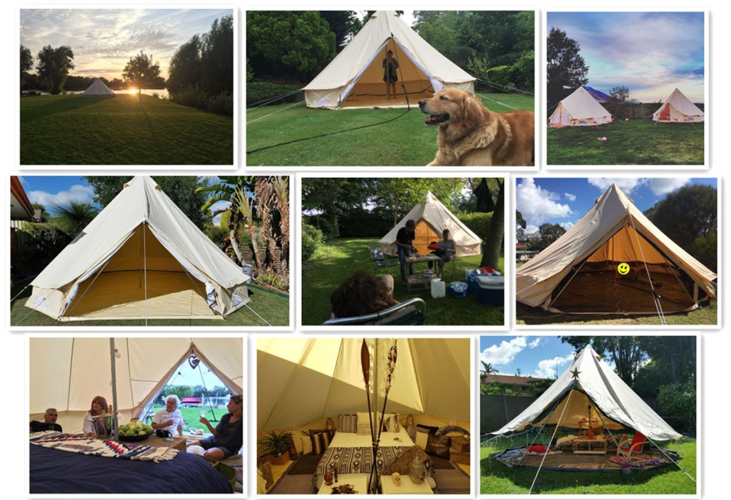 6-10 Persons Beach Sun Shade Glamping Event Tent Canvas Bell Tents