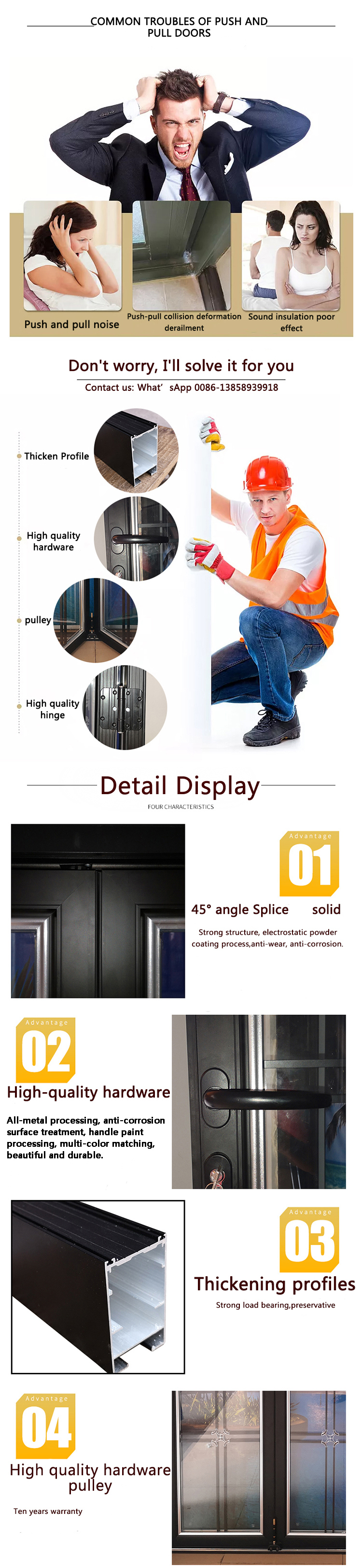 Commercial Used Aluminum Sliding Glass Doors (SC-AAD005)