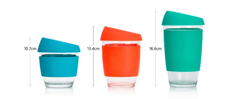 Reusable Colorful Glass Coffee Cup with Silicone Sleeve Forpromotion