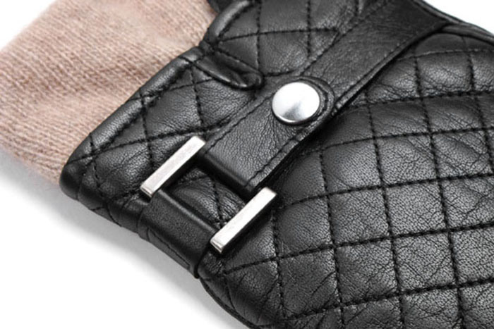 Men's Fashion Cashmere Lining Goatskin Leather Winter Warm Gloves (YKY5194B)