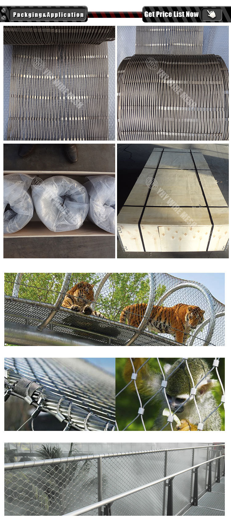 Flexible Archiectural SS316 Stainless Steel Cable Mesh Used for Zoo