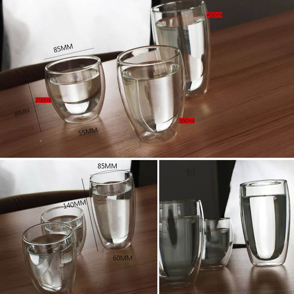 New Cold Heat Insulation Design Double Deck Coffee/Juice/Ice Cream Glass Cup Egg Type Swig Gafas