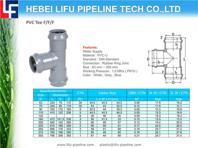 Large Diameter Rubber Ring Joint PVC Pipe Fitting DIN Standard