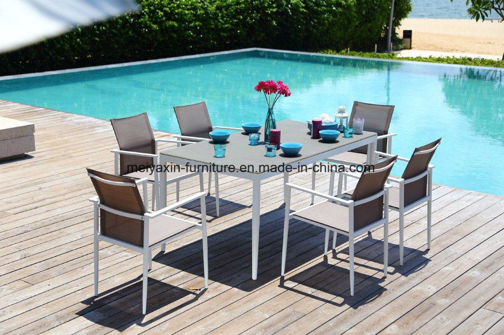 Waterproof Aluminum Frame Sling Fabric Dining Set Garden Furniture