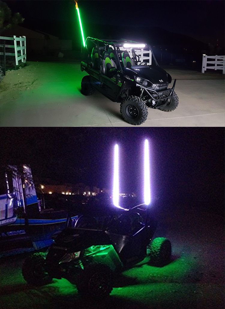 6FT 1.8m Multi Colors RGB Fiber Optic Whip Light LED Antenna Light Remote Control Pickup Truck 4X4