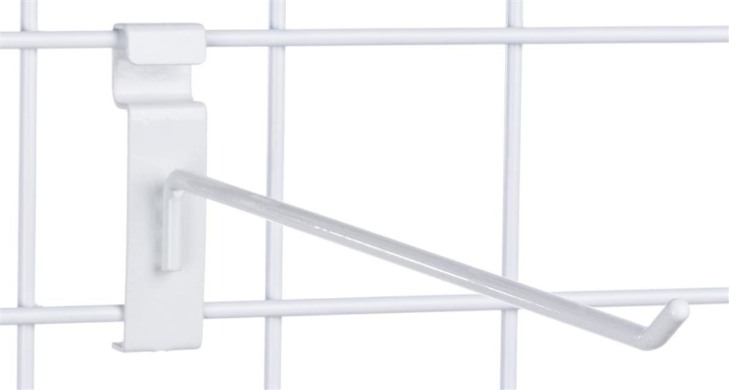 White Powder Coating Retail Store Single Prong Display Mesh Hook for Girdwall