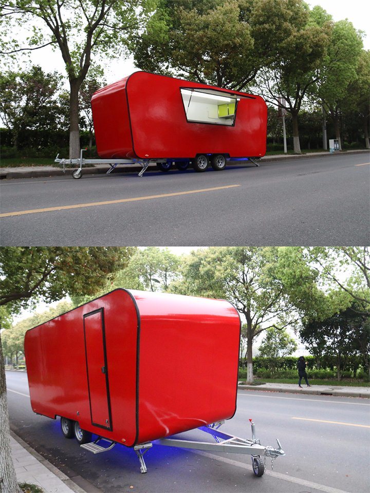 Fiberglass Food Caravan Coffee Cart with Ice Cream Machine