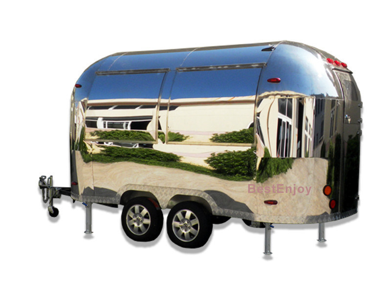 Airstream Shiny Mobile Fast Food Cart Manufacturer Low Price for Sale