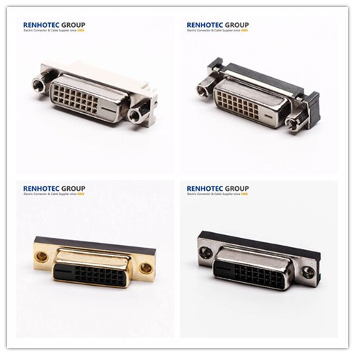 Right Angle Hole Through Staking Type DVI I to HDMI Cable Conenctor