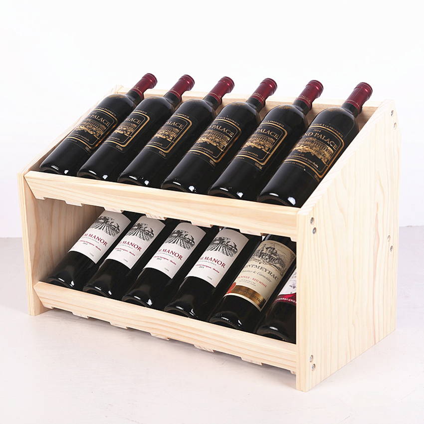 Two Tier Wood Display Rack with 12 Bottle 58X29X39cm