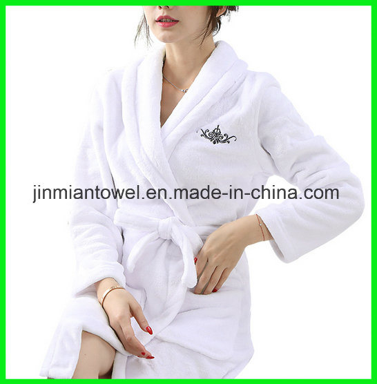 Luxury Hotel Shawl Collar Sexy Women's Coral Fleece Bathrobe