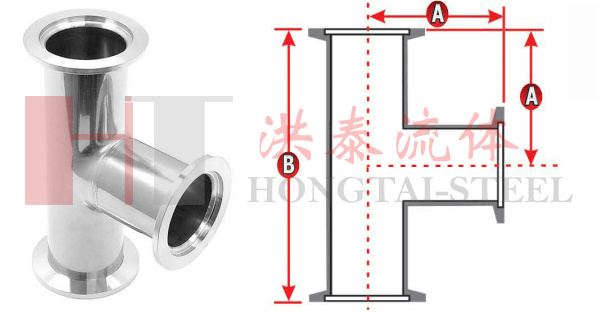 Sanitary 304 Stainless Steel Vacuum Fittings ISO-Kf Flange Tee