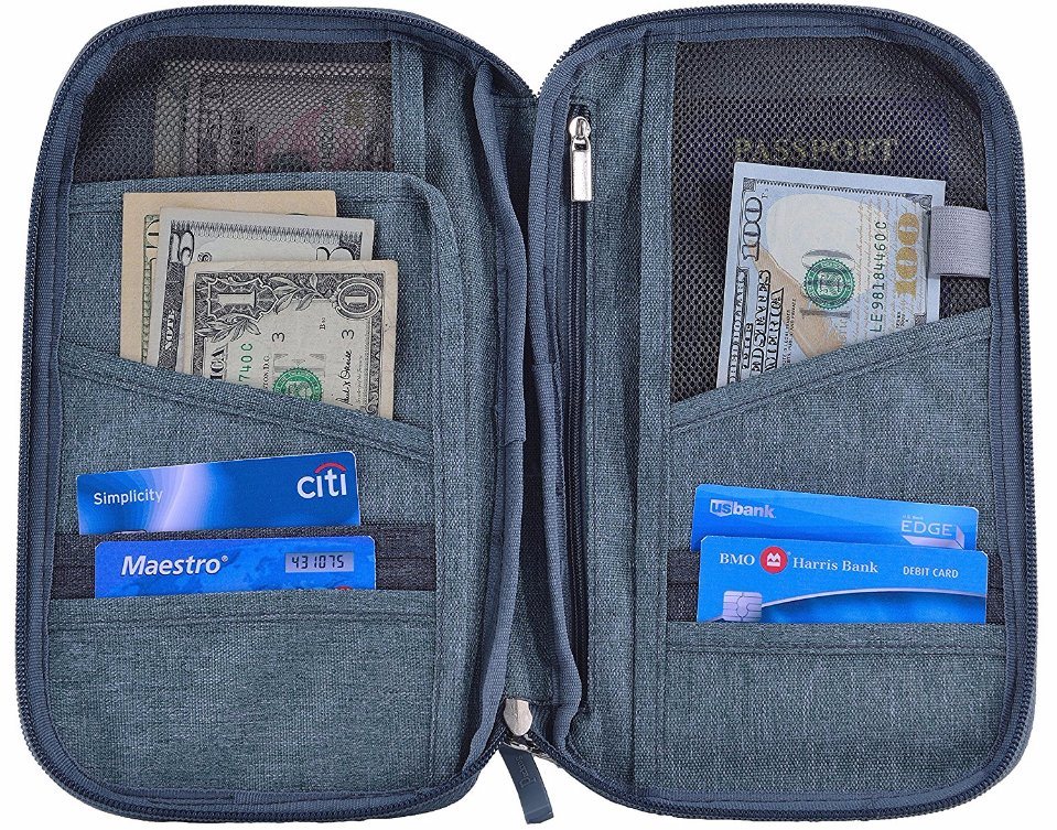 Passport Holder Organizer Travel Wallet Accessory with RFID Blocking ID Card Pouch