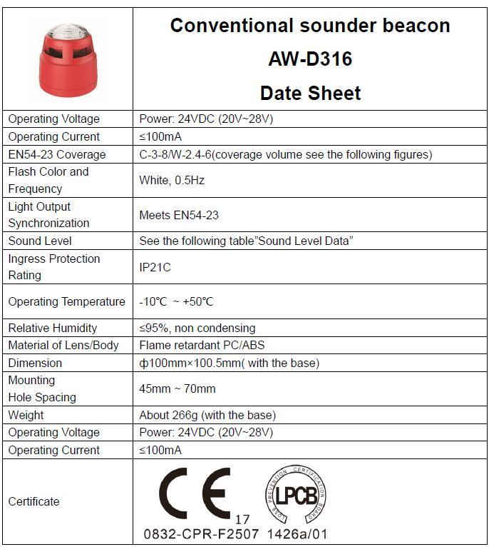 Lpcb Certification Conventional Fire Alarm Strobe Sounder Beacon