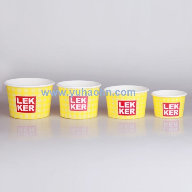Double PE Coated Disposable Ice Cream Paper Cups with Lids