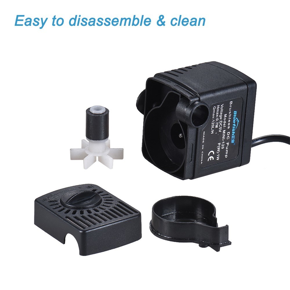 Mini DC 5V Quiet Motor Submersible Brushless Water Pump for Small Fountain