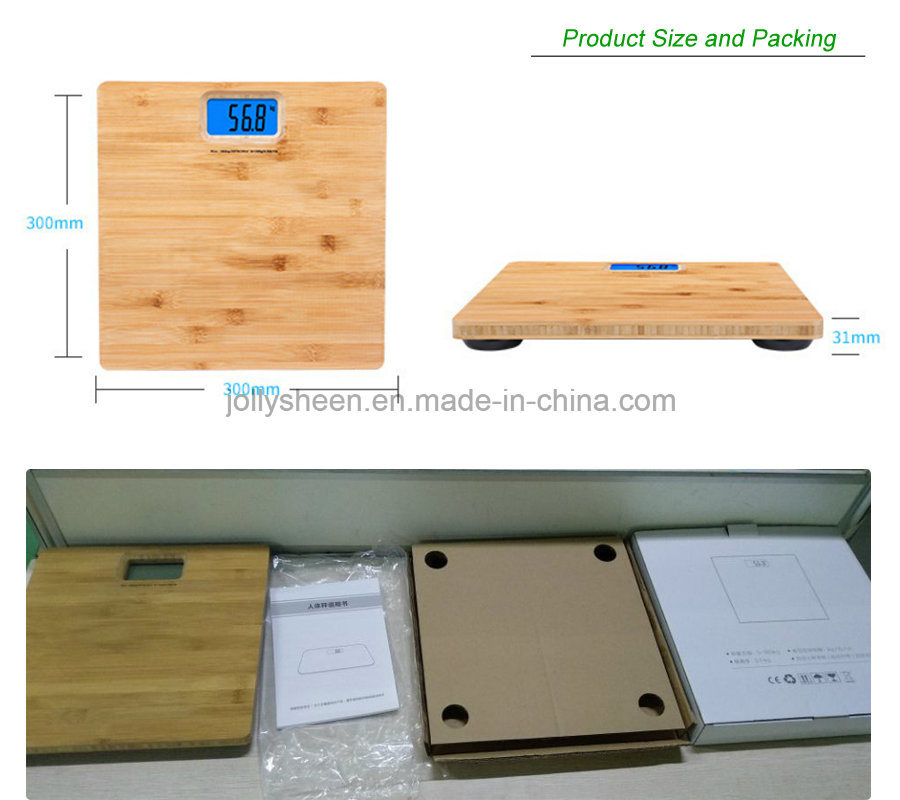 2018 Hot Selling Bamboo Platfrom Electronic Bathroom Scale High Precision Weighing Scale Compliant for Ce. RoHS, FCC Approved