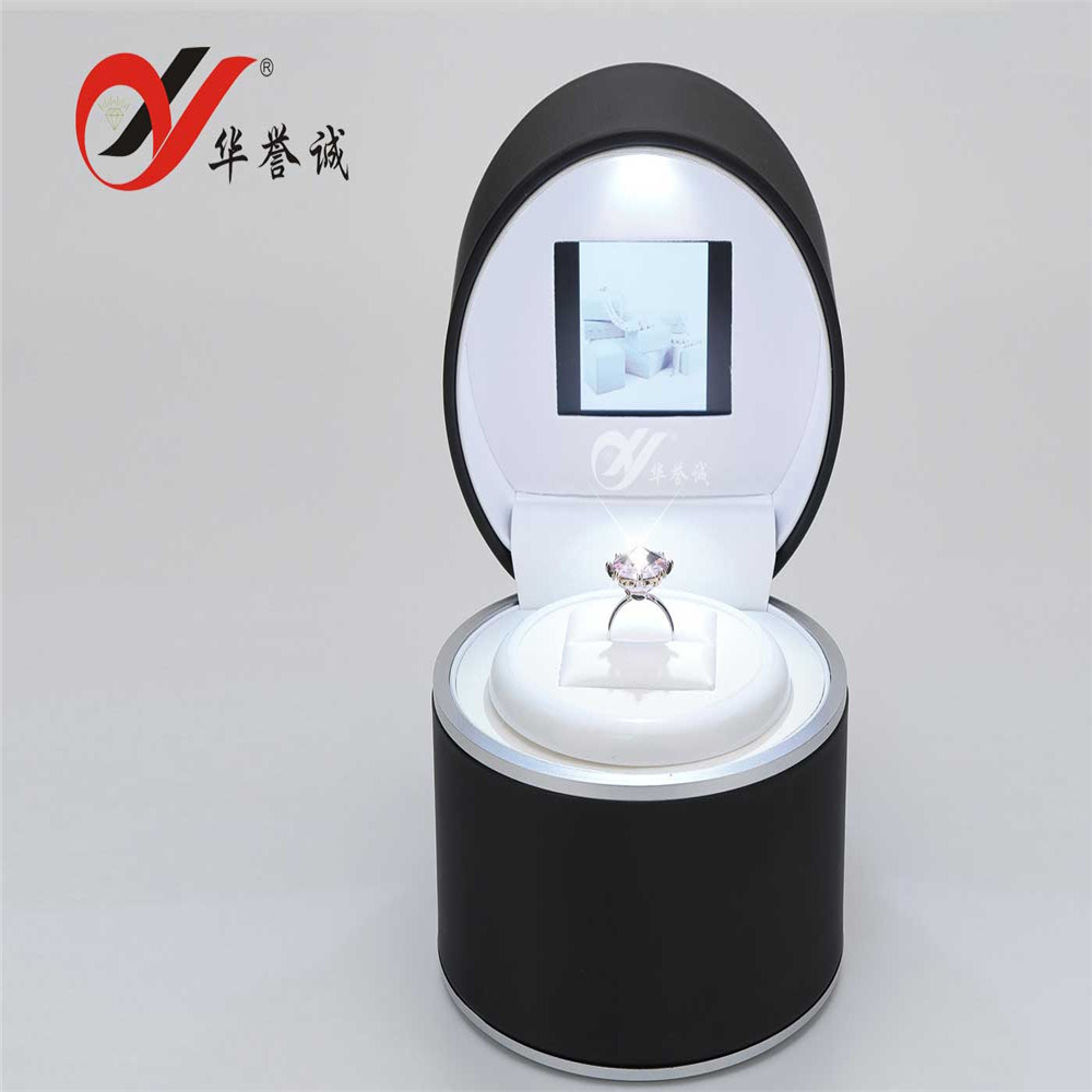 PU Leather+LED Light+Video+Music Jewelry Ring Box