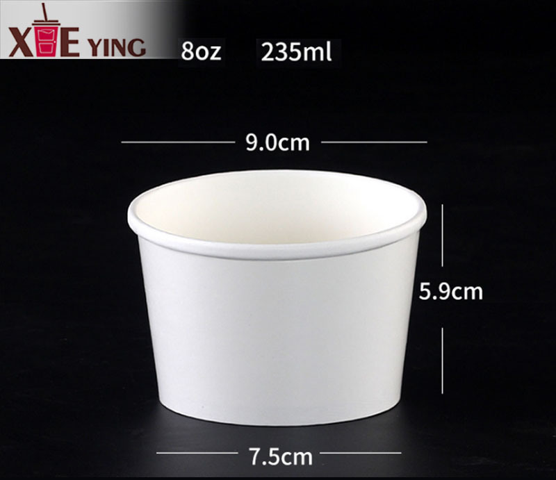 Disposable Paper Hot Soup Cup with Paper Flat Lid
