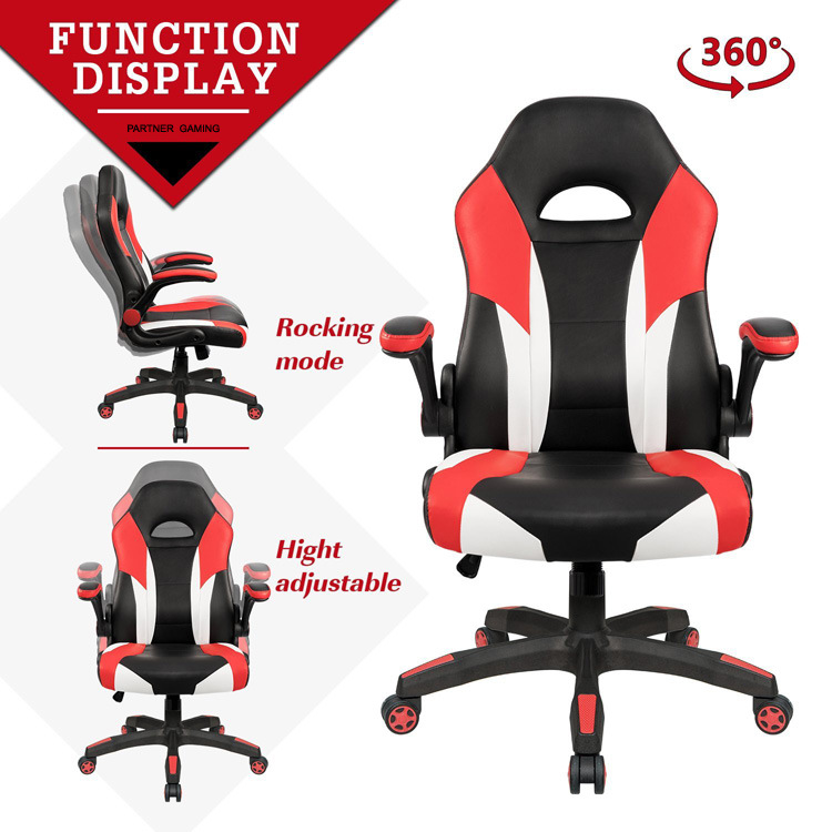 (PANCL) Partner Racing Style Leather Gaming Chair - Ergonomic Swivel Computer, Office or Racing Chair