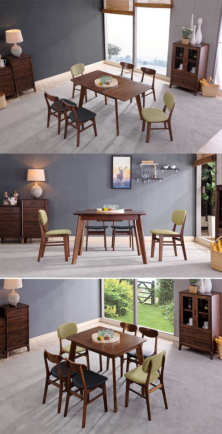 Modern Nordic Wood Furniture Extensible Restaurant Table for Home