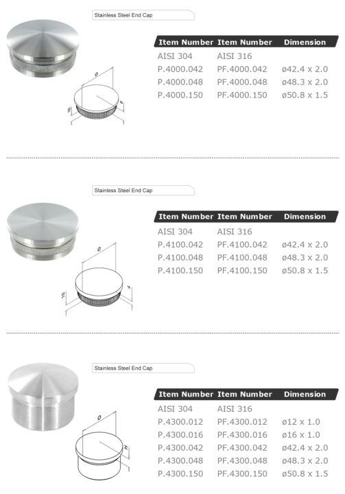 Glass Fitting / Handrail Fitting / Stainless Steel End Cap