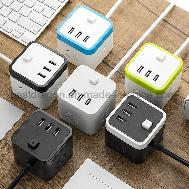 Smart Mini Universal Multi Power Cube Socket Travel Plug with USB