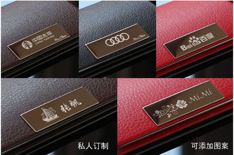 Customize Logo Stainless Steel PU Leather Business Name Card Case
