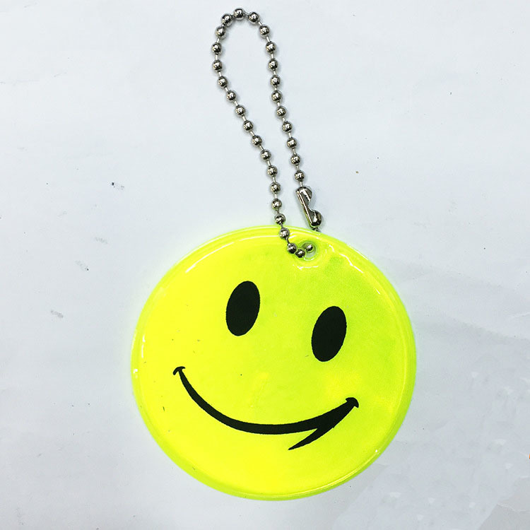 Promotional Gifts Soft PVC Keychain Cheap Reflective Custom Smile Face