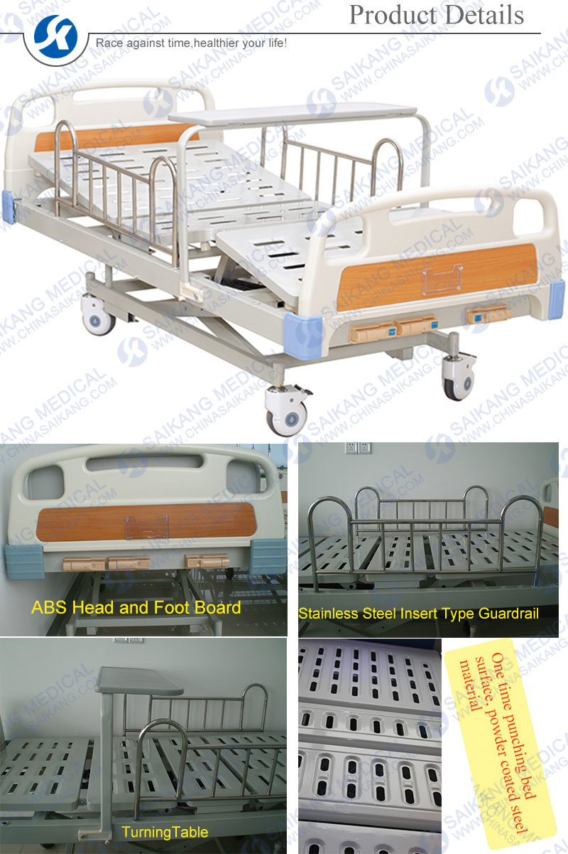 SK018 Stainless Steel Hospital Manual Adjustable Moving Bed