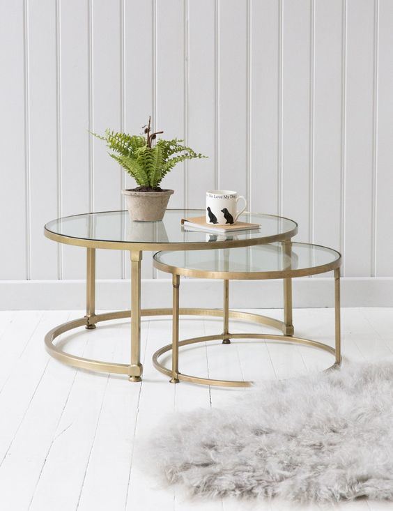 Modern Round Tempered Glass Coffee Table with Stainless Steel Leg