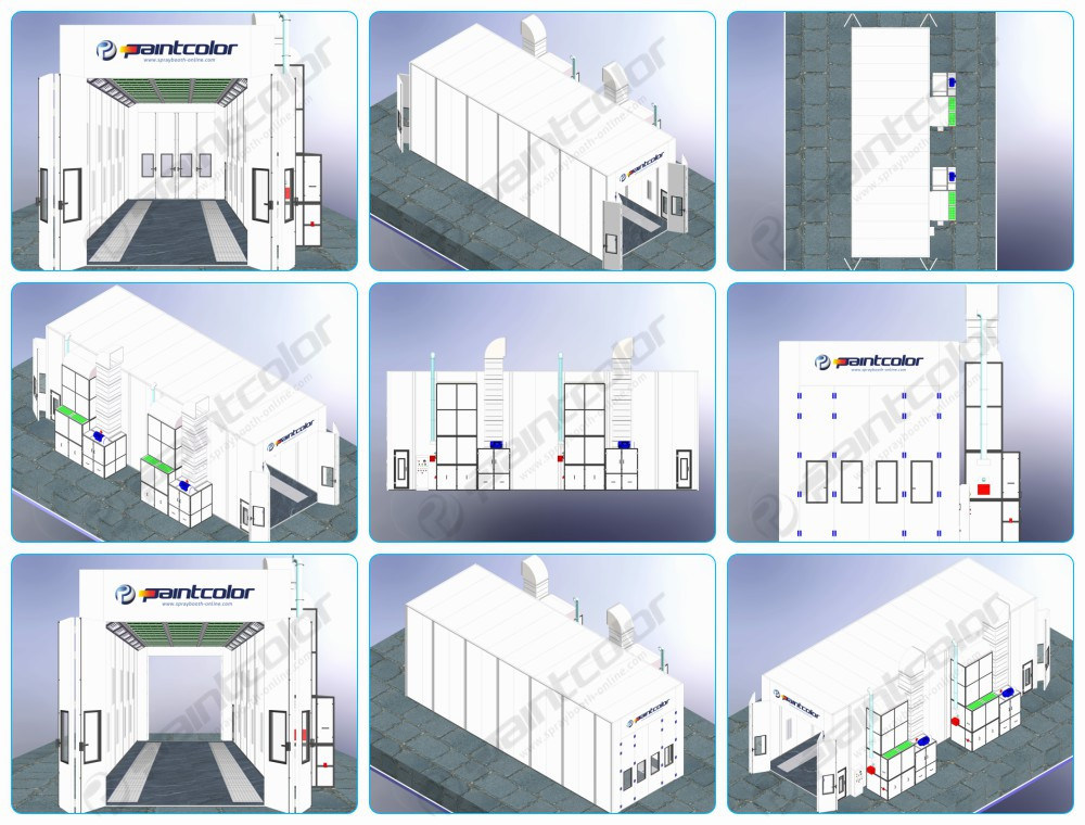 Large Paint Spray Equipment with Double Main Doors and Pit Concrete Floor Full Down Draft