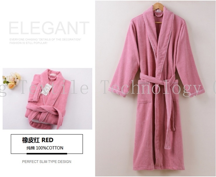 Customized Luxury Unisex Shawl Collar Cotton Velvet SPA Terry Hotel Bathrobe