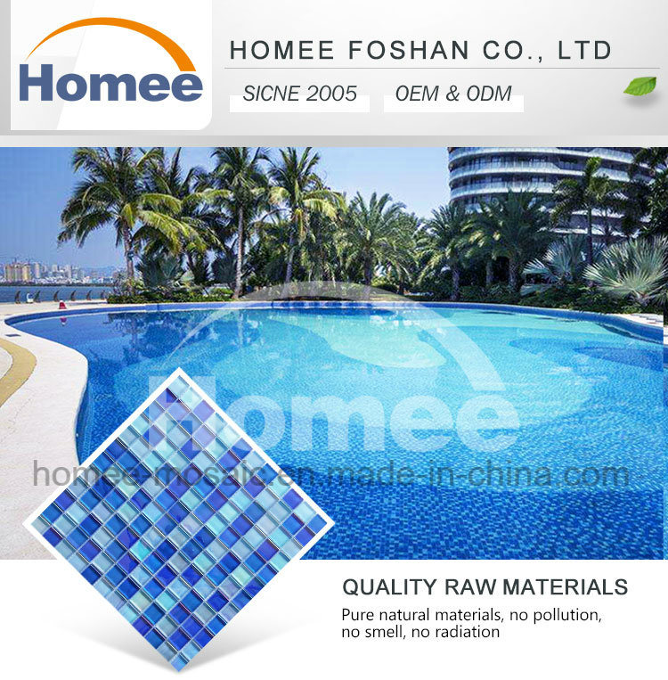 High Quality Mixed Blue Glass Mosaic Swimming Pool Floor Tiles