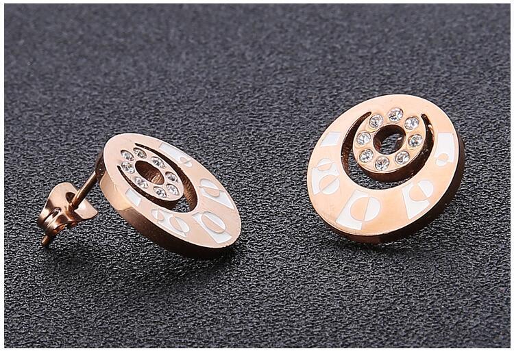 Elegant Jewelry Fashion Women Stainless Steel Diamond Stud Earrings