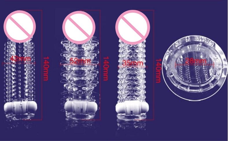 Vibrating Penis Sleeve Condoms Textured Erection Sleeve Penis Extender Sex Toys for Men