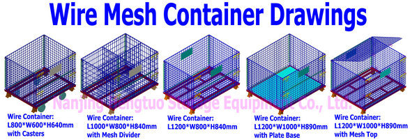 Folding Collapsible Steel Wire Mesh Pallet Cage with Separators for Storage, Wire Mesh Basket Container Cage