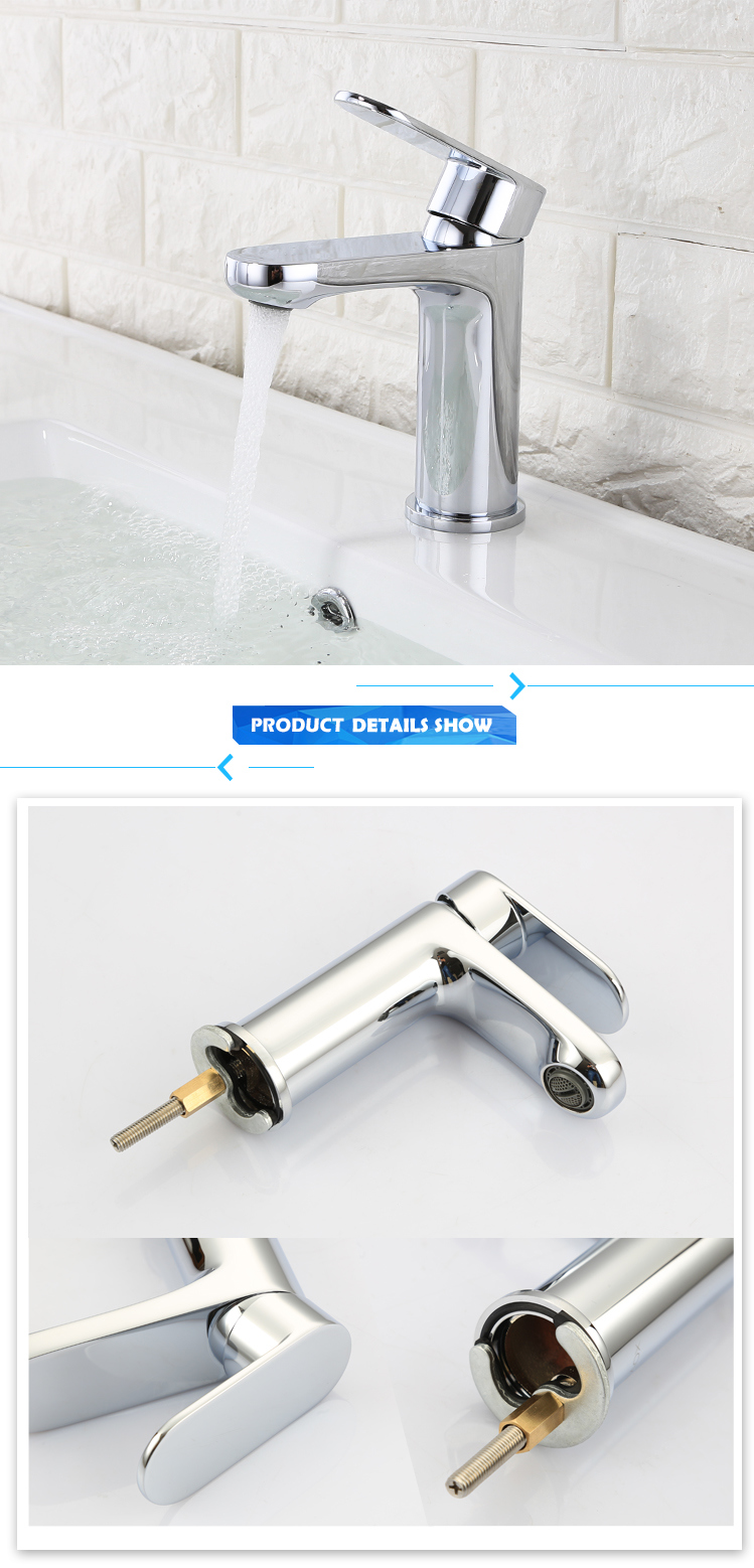Custom Sanitary Brass Chrome Deck Mounted Single Handle Bath Basin Mixer Tap