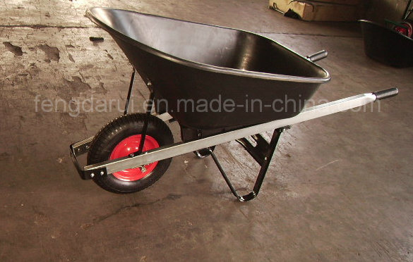 Wooden Handle Plastic Tray Metal Trolley Wheel Barrow (WB6605)