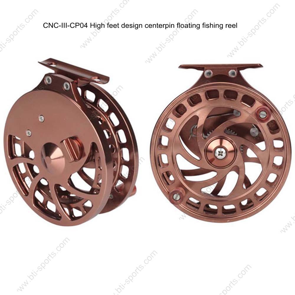 High Feet Design Smooth CNC Machine Cut Aluminium Centerpin Floating Fishing Reel 02A-CNC-III-Cp04