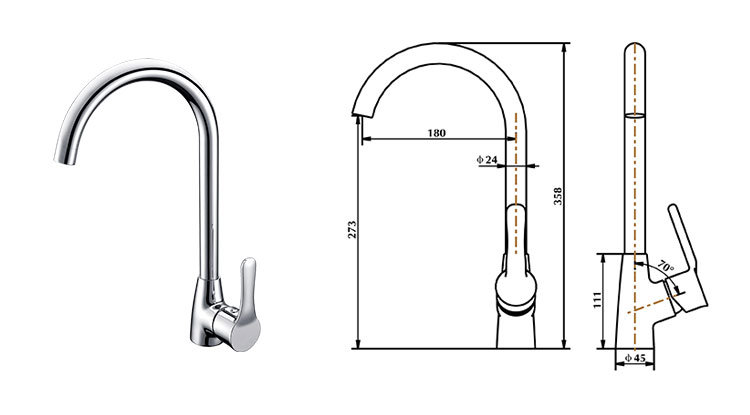 Single Level Hot and Cold Sink Faucet Mixer for Kitchen