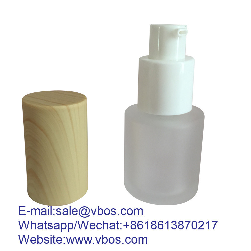50ml Frosted Bottle with Glass Bamboo Pump