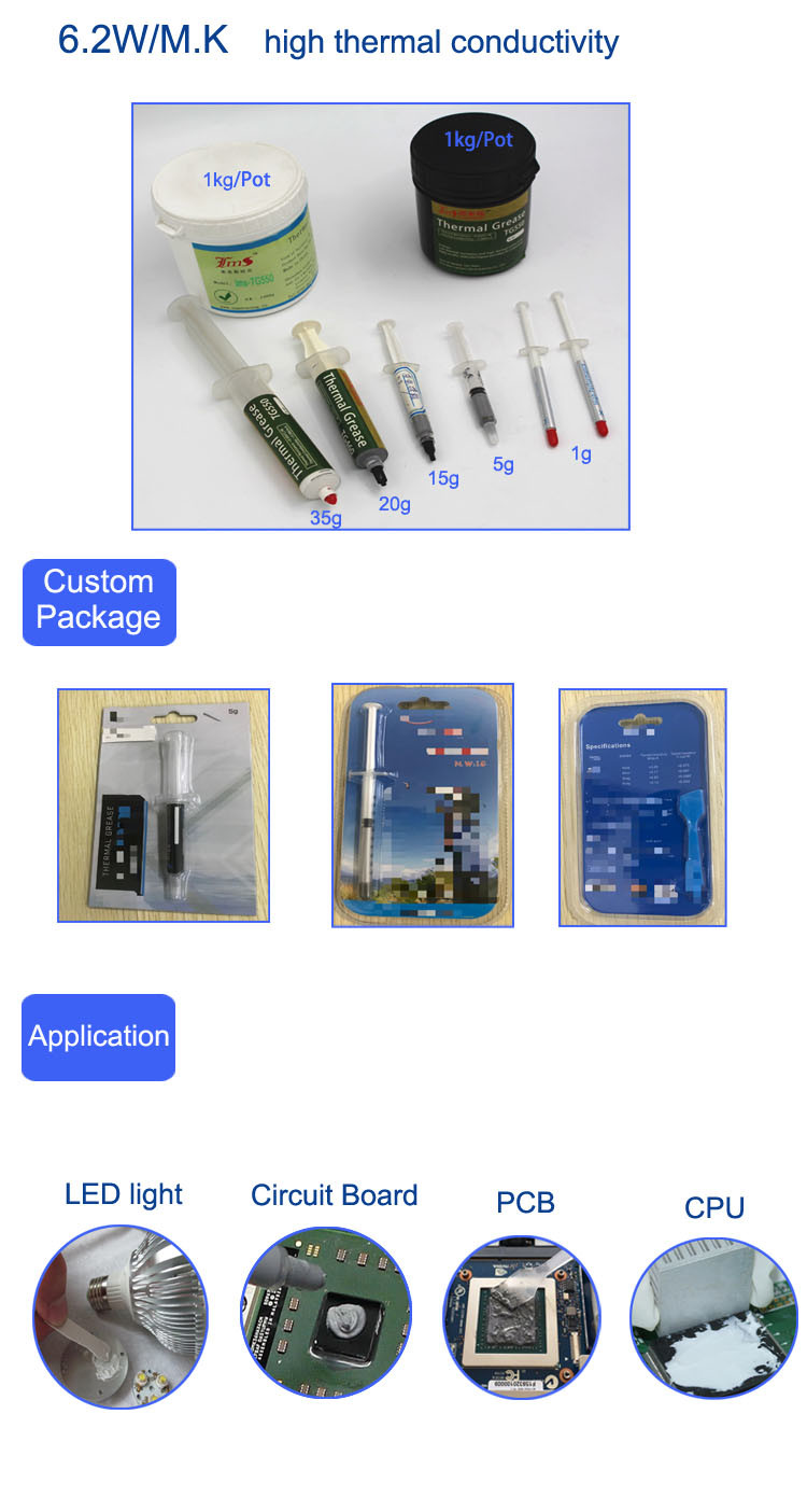 Silicone Thermal Conductivity Grease Paste for PCB LED Light CPU