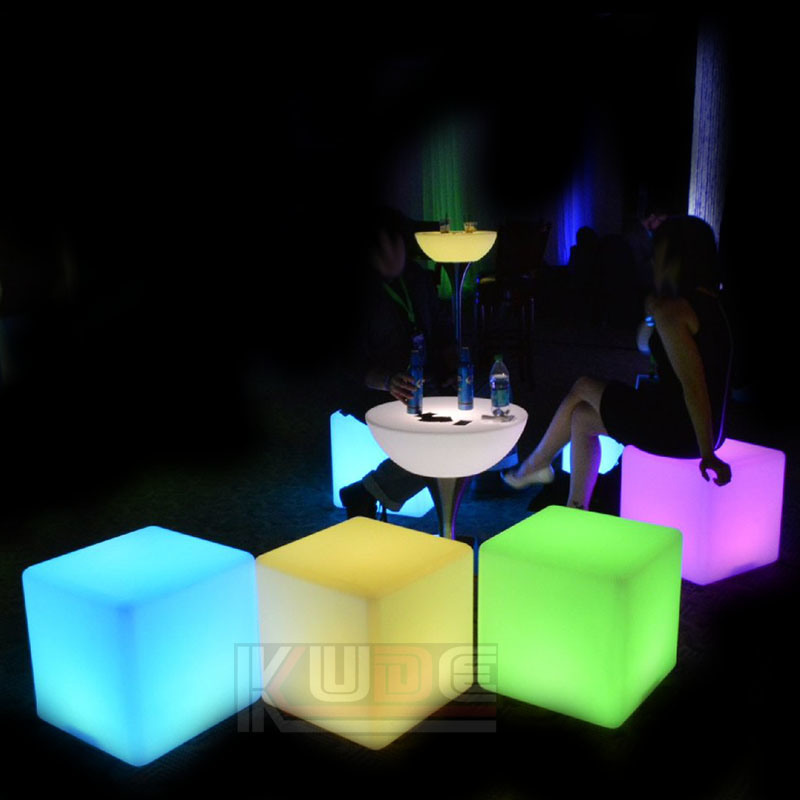 Illuminated Polyethylene Outdoor Cube Stools or Tables