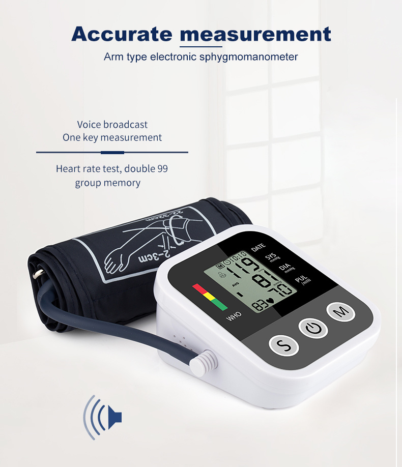 Household Blood Pressure Monitor, Upper Arm Digital Sphygmomanometer