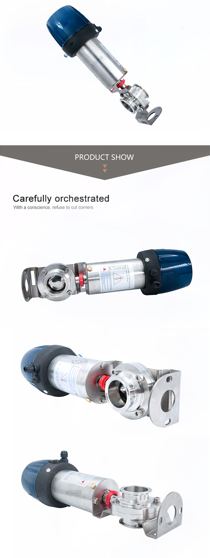 Sanitary Stainless Steel Pneumatic Actuator Butterfly Control Valve