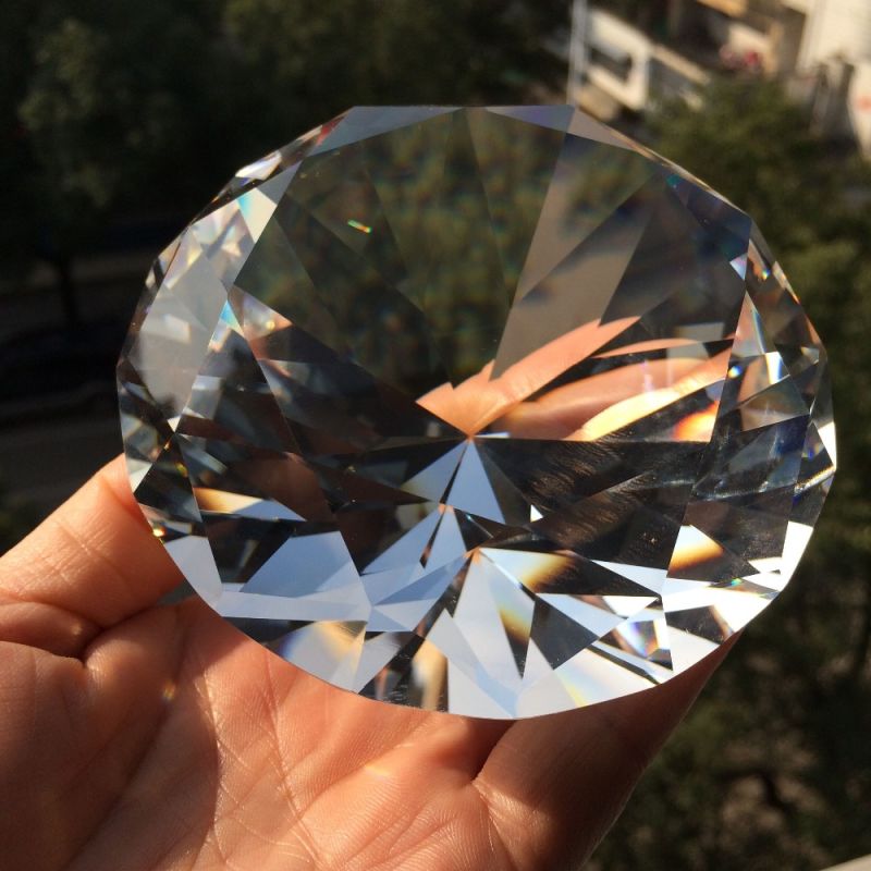 High Quality Hand Made 100 mm Large Size Crystal Glass Diamond Stone for Decoration