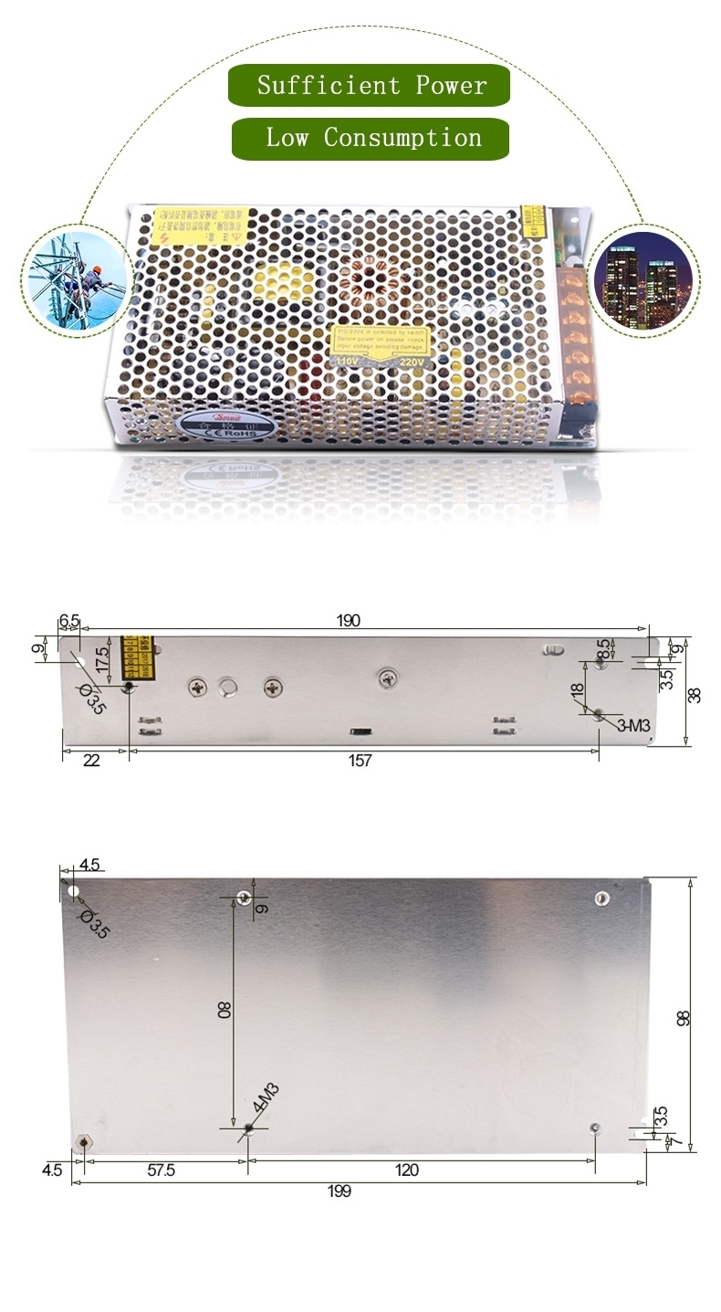 Smun S-180-24 180W 24VDC 7.5A LED Switching Power Supply