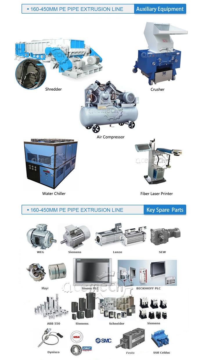 450mm Plastic Water Gas Supply PE LDPE HDPE Pipe Extrusion Machine Line Single Screw Extruder